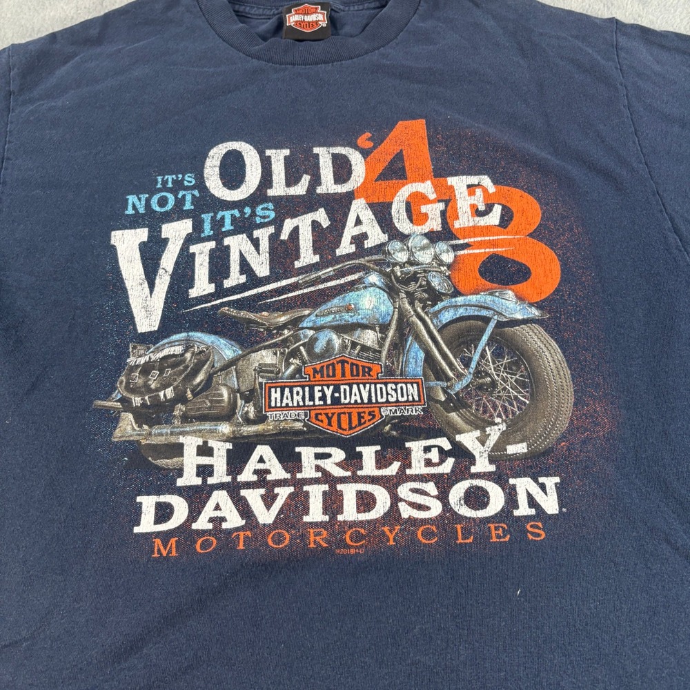 Harley-Davidson Mens T-Shirt Medium Blue Vintage Graphic High Plains Clovis NM